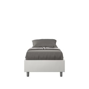 Letto singolo senza rete imbottito 80x190 similpelle bianco Azelia