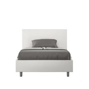 Letto una piazza e mezza senza rete imbottito 120x200 similpelle bianco Adele