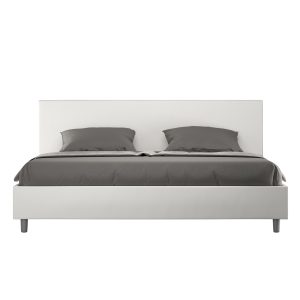 Letto matrimoniale king size senza rete imbottito 180x190 similpelle bianco Adele