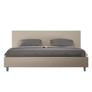 Letto matrimoniale king size senza rete imbottito 180x190 similpelle tortora Adele
