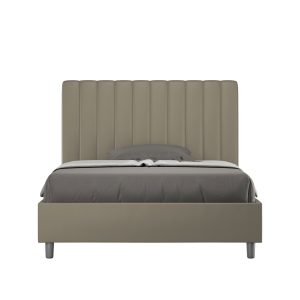 Letto matrimoniale francese senza rete imbottito 140x190 similpelle cappuccino Agueda