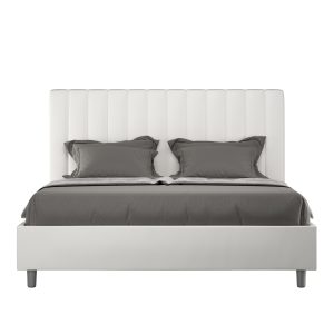 Letto matrimoniale senza rete imbottito 160x190 similpelle bianco Agueda