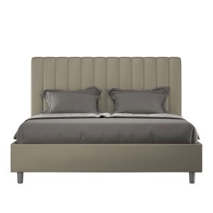 Letto matrimoniale senza rete imbottito 160x190 similpelle cappuccino Agueda