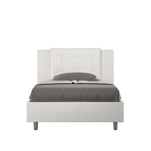 Letto una piazza e mezza senza rete imbottito 120x200 similpelle bianco Annalisa
