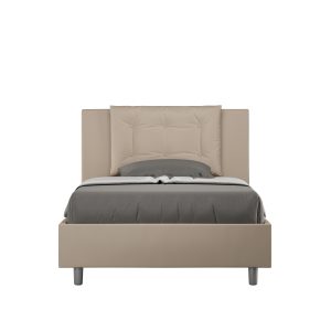 Letto una piazza e mezza senza rete imbottito 120x200 similpelle tortora Annalisa