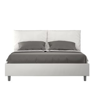 Letto matrimoniale contenitore doppia alzata imbottito 160x210 similpelle bianco Antea