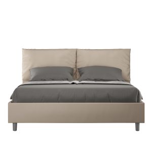 Letto matrimoniale contenitore doppia alzata imbottito 160x210 similpelle tortora Antea