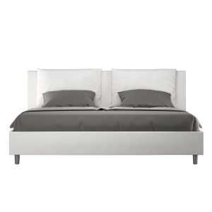 Letto matrimoniale king size senza rete imbottito 180x190 similpelle bianco Antea