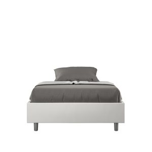 Letto una piazza e mezza senza rete imbottito 120x190 similpelle bianco Azelia