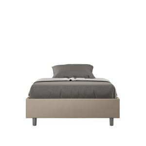 Letto una piazza e mezza senza rete imbottito 120x190 similpelle tortora Azelia