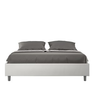 Letto matrimoniale senza rete imbottito 160x190 similpelle bianco Azelia