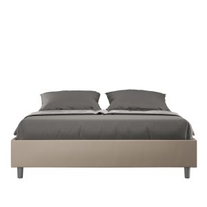 Letto matrimoniale senza rete imbottito 160x190 similpelle tortora Azelia