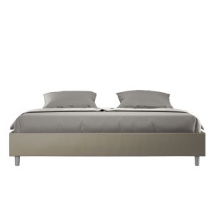 Letto matrimoniale king size senza rete imbottito 180x190 similpelle cappuccino Azelia