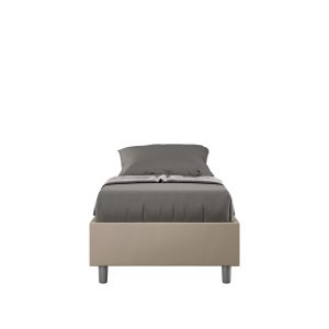 Letto singolo senza rete imbottito 80x190 similpelle tortora Azelia