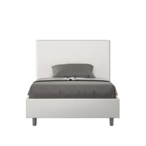 Letto una piazza e mezza contenitore imbottito 130x200 similpelle bianco Focus