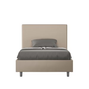 Letto una piazza e mezza contenitore imbottito 130x200 similpelle tortora Focus
