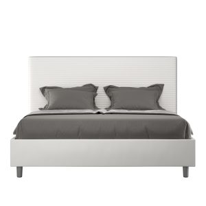 Letto matrimoniale king size contenitore imbottito 170x210 similpelle bianco Focus