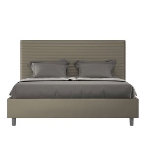 Letto matrimoniale king size contenitore imbottito 170x210 similpelle cappuccino Focus