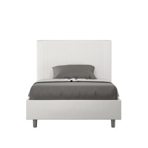 Letto matrimoniale francese contenitore imbottito 140x210 similpelle bianco Goya