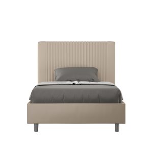 Letto matrimoniale francese contenitore imbottito 140x210 similpelle tortora Goya
