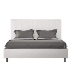 Letto matrimoniale senza rete imbottito 160x210 similpelle bianco Goya