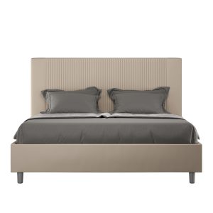 Letto matrimoniale senza rete imbottito 160x210 similpelle tortora Goya