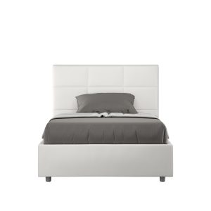 Letto matrimoniale francese senza rete imbottito 140x190 similpelle bianco Mika
