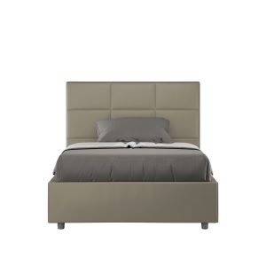 Letto matrimoniale francese senza rete imbottito 140x190 similpelle cappuccino Mika