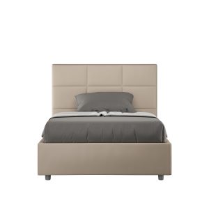 Letto matrimoniale francese senza rete imbottito 140x190 similpelle tortora Mika