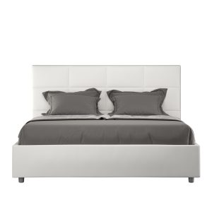 Letto matrimoniale senza rete imbottito 160x190 similpelle bianco Mika