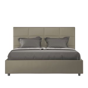Letto matrimoniale senza rete imbottito 160x190 similpelle cappuccino Mika
