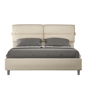 Letto matrimoniale contenitore doppia alzata imbottito 160x210 similpelle tortora Nandy