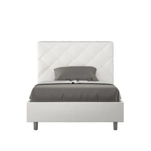 Letto una piazza e mezza contenitore imbottito 130x190 similpelle bianco Priya