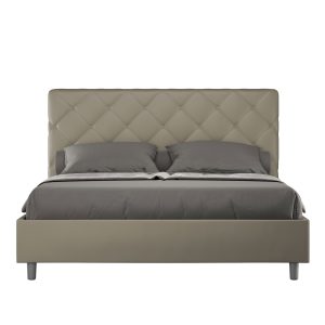 Letto matrimoniale king size contenitore imbottito 170x210 similpelle cappuccino Priya