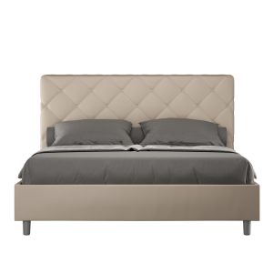 Letto matrimoniale king size contenitore imbottito 170x210 similpelle tortora Priya