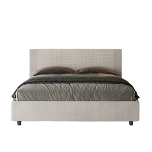 Letto matrimoniale contenitore doppia alzata imbottito 160x210 tessuto Labirinto 1 bianco Rosal