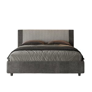 Letto matrimoniale contenitore doppia alzata imbottito 160x210 tessuto Labirinto 2 grigio Rosal
