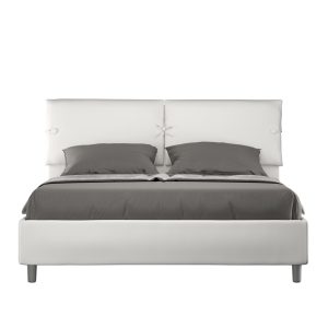 Letto matrimoniale contenitore doppia alzata imbottito 160x210 similpelle bianco Sleeper