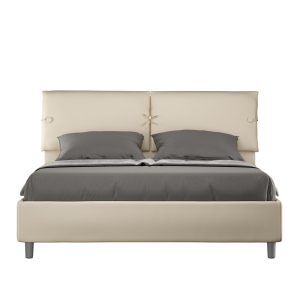 Letto matrimoniale contenitore doppia alzata imbottito 160x210 similpelle tortora Sleeper