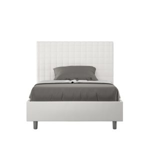 Letto una piazza e mezza contenitore imbottito 130x200 similpelle bianco Sunny