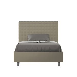 Letto una piazza e mezza contenitore imbottito 130x200 similpelle cappuccino Sunny