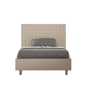 Letto una piazza e mezza contenitore imbottito 130x200 similpelle tortora Sunny
