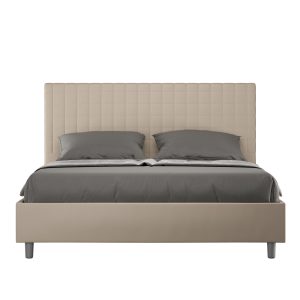 Letto matrimoniale senza rete imbottito 160x210 similpelle tortora Sunny