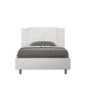 Letto una piazza e mezza senza rete imbottito 120x200 similpelle bianco Appia