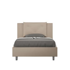 Letto una piazza e mezza senza rete imbottito 120x200 similpelle tortora Appia
