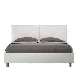 Letto matrimoniale contenitore doppia alzata imbottito 160x210 similpelle bianco Appia