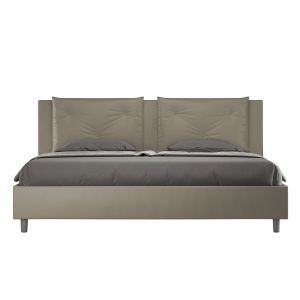 Letto matrimoniale king size contenitore imbottito 180x210 similpelle cappuccino Appia