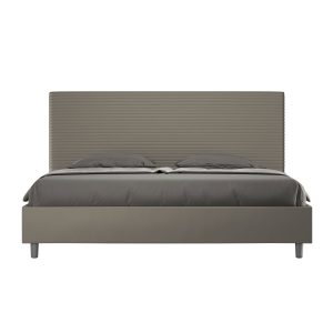 Letto matrimoniale king size senza rete imbottito 180x210 similpelle cappuccino Focus