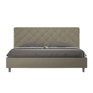 Letto matrimoniale king size senza rete imbottito 180x190 similpelle cappuccino Priya