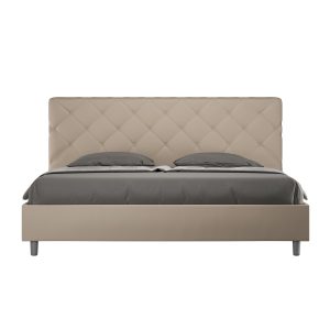 Letto matrimoniale king size senza rete imbottito 180x190 similpelle tortora Priya